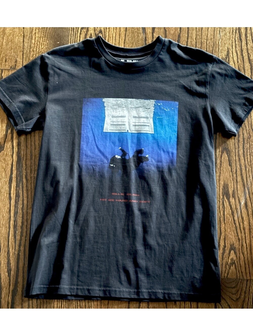 Billie Eilish Hit Me Hard And Soft Blue Photo T Shirt Black Mens Small Official